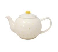 UNIQUE HOME LIVING Teapot, 6 Cup Stoneware Teapot, 1.1 litres Capacity Coffee Tea Pots, Traditional Tea Maker - Cream