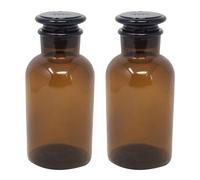 UNIQUE HOME LIVING UHL Apothecary Jar Set of 2 Reagent Bottles, 1000ml Amber Glass Storage Jars with Lid, Vintage Reusable Container Refillable Bottles for Essential Oils, Bath Salts, Lotion, Perfume