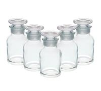 UNIQUE HOME LIVING UHL Apothecary Jar Set of 5 Reagent Bottles, 60ml Clear Glass Storage Jars with Lid, Vintage Reusable Container Refillable Bottles for Essential Oils, Bath Salts, Lotion, Perfume