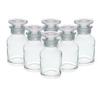 UNIQUE HOME LIVING UHL Apothecary Jar Set of 6 Reagent Bottles, 60ml Clear Glass Storage Jars with Lid, Vintage Reusable Container Refillable Bottles for Essential Oils, Bath Salts, Lotion, Perfume
