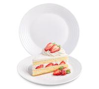 UNIQUE HOME LIVING UHL Harena 2-Piece Dessert Plate Set, 19cm White Opal Glass Round Dessert Plates, Elegant Small Side Plates for Appetiser, Salad, Snacks, Fruits, Microwave and Dishwasher Safe