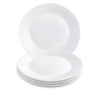 UNIQUE HOME LIVING UHL Harena 4-Piece Dessert Plate Set, 19cm White Opal Glass Round Dessert Plates, Elegant Small Side Plates for Appetiser, Salad, Snacks, Fruits, Microwave and Dishwasher Safe