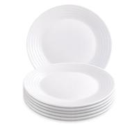 UNIQUE HOME LIVING UHL Harena 6-Piece Dessert Plate Set, 19cm White Opal Glass Round Dessert Plates, Elegant Small Side Plates for Appetiser, Salad, Snacks, Fruits, Microwave and Dishwasher Safe