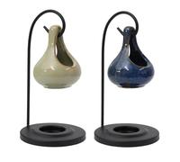 UNIQUE HOME LIVING Wax Melt Burners Hanging Teardrop Ceramic Oil Burner Set of 2, Aromatherapy Holder Wax Warmer Aroma Candle Oil Scented Diffuser with Tealight Candle Holder, Home Bedroom Decor