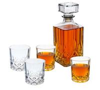 UNIQUE HOME LIVING Whiskey Decanter Set, 900ml Diamond Cut Glass Decanter with Stopper and 4pcs 300ml Tumblers for Whiskey, Bourbon, Scotch, Wine, 5-Piece Vintage Glass Barware Gift Set