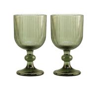 UNIQUE HOME LIVING Wine Glasses, Set of 2 Vintage Style Baroque Wine Goblets Party Drinks Cocktail Glassware Set, Dishwasher Safe Footed Chalice Wine Glasses 230ml - Green