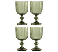 UNIQUE HOME LIVING Wine Glasses, Set of 4 Vintage Style Baroque Wine Goblets Party Drinks Cocktail Glassware Set, Dishwasher Safe Footed Chalice Wine Glasses 230ml - Green
