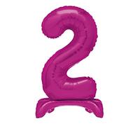Unique Hot Pink Standing Number 2 Foil Balloon 30", Packaged