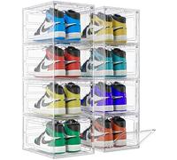 Unique Impression 8 Pack Shoe Storage Box - Clear Stackable Boxes - Plastic Trainer Storage Boxes - Transparent Shoe Display Containers - Fits Up To UK 12.5 size men’s