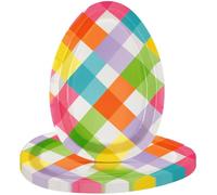 Unique Industries Disposable Eggcellent Easter Egg-Shaped Paper Plates - 12" x 8.5" (8 Ct) | Party-Perfect, & Adorable Design for Festive Celebrations