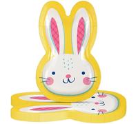 Unique Industries Eggcellent Easter Bunny Shaped Disposable Paper Plates - 8.25" x 5.25" (8ct) | Perfect for Festive Eggstravaganzas and Spring Celebrations