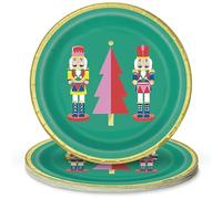 Unique Industries Vibrant Christmas Dessert Round Paper Plates with Elegant Foil Stamping - 7" (8 Ct) | Perfect for Holiday Celebrations and Parties