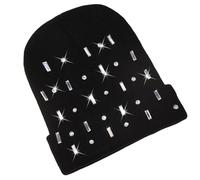 Unique Knit Hat Rhinestones Skull Caps Highlight for Trendsetting Pullover Warm Skull Caps Knitted Hat Party Club Warm Winter Hats for Men