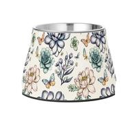 Unique Lavender Silver Pets Water&Food Bowls Elevated Stainless Steel Cats Food Bowl for Slow Feed Cats Whisker Friendly