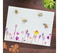 Unique Living Bees & Flowers Glass Worktop Saver Chopping Cutting Board 40x30 cm