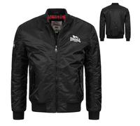 Unique Lonsdale Flight Bomber MA1 Jacket Black + Tartan Lined Slim-Fit Tern Hill