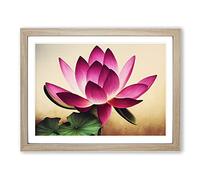 Unique Lotus Flower Framed Print | A4 Oak Framed Wall Art | Ready to Hang | Modern Floral Picture | Living Room Bedroom Lounge Office