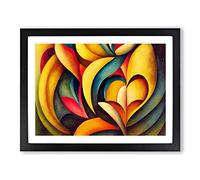 Unique Love Heart Painting Abstract Framed Wall Art Print A2 Black