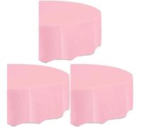 Unique Lovely Pink Solid Round Plastic Table Cover (213cm) 1 Count - Vibrant & Durable Party Essential for Easy Cleanup and Decoration, 7.5 inch (Round) (Pack of 3)