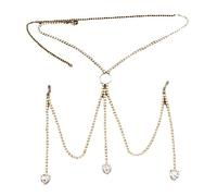 Unique M Pattern Teardrop Heart Charm Body Chain Silver/Gold Tone Bra Accessory Lightweight Women’s Jewelry Silver/Gold Plated Body