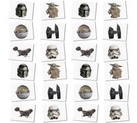 Unique Mandalorian The Child Multi-color Paper Tattoos (Pack of 24) | Assorted Designs for Galactic Party Decor | Epic Fun for Kids and Fans