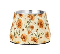 Unique Marigold Blush Raised Pets Water Bowl with Stand Stainless Steel Pets Feeding Bowl for Small Pet Whisker Fatigue