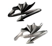 Unique Matching Couple Rings with Angel Devil Wing Symbolic Love for Dating Engagement Everyday Wear Silver Black Anniversary Promise Rings