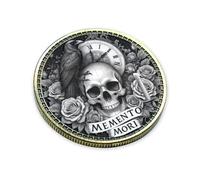 Unique Memento Mori Challenge Coin, 3D Hourglass Skull Medallion EDC Reminder Token Stoicism Gift for Daily Motivation Life Inspiration