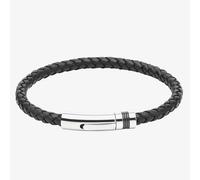 Unique Mens Black Leather and Stainless Steel Braided Bracelet B345BL/21CM
