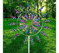 Unique Metal Windmill, 3D Wind Spinner Powered Kinetic Sculptures, Wind Catcher Magical Wind Spinners for Yard Patio Garden Lawn Decoration Outdoor, Diameter: 32cm/12.6inch, Boxed Package (Multicolor)