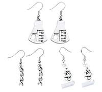 Unique Microscope Earrings DNA Science Scientist Gifts Biology Lab Chemistry Teacher Gift Science Neird Jewelry Gifts Dangle 3 Pairs, Zinc, No Gemstone