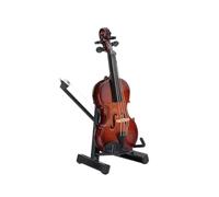 Unique Miniature Bass Violin with Stand and Wooden Case for Artistic Display (7cm)