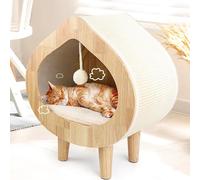 Unique Modern Cat Bed for Indoor Cats, House with Scratching Wall, Cozy Cave for Hideout, Cute Kitty Condo for Sleeping, Luxury Cat Beds & Furniture