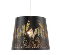 Unique Modern Corn Fields and Grass Laser Cut Matte Black Pendant Ceiling Lighting Shade with Satin Gold Inner | 20cm x 25cm by Happy Homewares