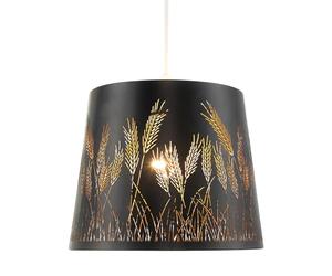 Unique Modern Corn Fields and Grass Laser Cut Matte Black Pendant Ceiling Lighting Shade with Satin Gold Inner | 20cm x 25cm by Happy Homewares