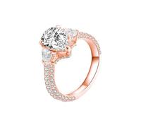 Unique Moissanite Wedding Band, The Promise Ring Pear Shaped with 1ct Moissanite 14K Rose Gold Size S 1/2