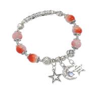 Unique Moon And Star With Crackle Glass Bead Colorful Beaded Handchain Bangle For Stylish Accessory Lovers Wristband Accessories