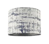 Unique Navy Blue and Silver Camouflage Jacquard Fabric Drum Lamp Shade | 18cm x 25cm | Silver Satin Fabric Inner Lining by Happy Homewares