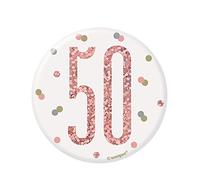 Unique Number '50' Badge | Glittery Rosegold | 1 Pc, Rose Gold