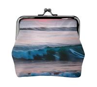 Unique Ocean Waves at Dusk and Dawn Ocean Wave Print Coin Purse and Stylish Coin Purse with Waterproof Kiss Closure