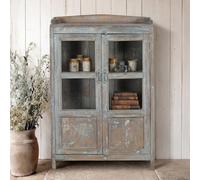 Unique One of a Kind - Distressed Display Cabinet - 2 Door - Vintage Grey - Glass and Wood