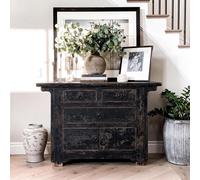 Unique One of a Kind - Distressed Sideboard - 2 Door 3 Drawer - 110cm - Small - Black - Elm Wood