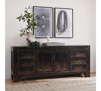 Unique One of a Kind - Distressed Sideboard - 2 Door 6 Drawer - 198cm - Extra Large - Black - Elm Wood