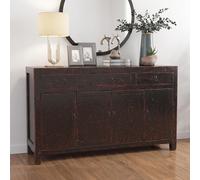 Unique One of a Kind - Distressed Sideboard - 4 Door 3 Drawer - 152cm - Medium - Black - Elm Wood