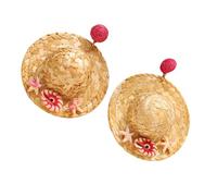 Unique Oversized Earrings with Rattan Embellishment, Hot, A