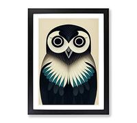 Unique Owl Art No.6 Abstract Framed Print for Living Room Bedroom Home Office Décor, Wall Art Picture Ready to Hang, Black A2 Frame (62 x 45 cm)