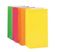Assorted Neon Color Paper Party Bags (25cm x 12cm) 10 Count - Vibrant Colors for Birthdays, Celebrations, and Events