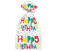 Colorful"Happy Birthday" Confetti Cellophane Bags (20 Pcs) - 1 Pack