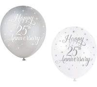 Unique Pack Of 5 Happy 25Th Anniversary 12" Latex Balloons