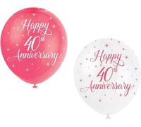 Unique Pack Of 5 Happy 40Th Anniversary 12" Latex Balloons